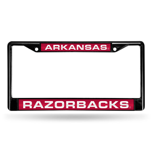 Marco para matrícula de Arkansas Razorbacks, cromado con láser negro, 12 x 6