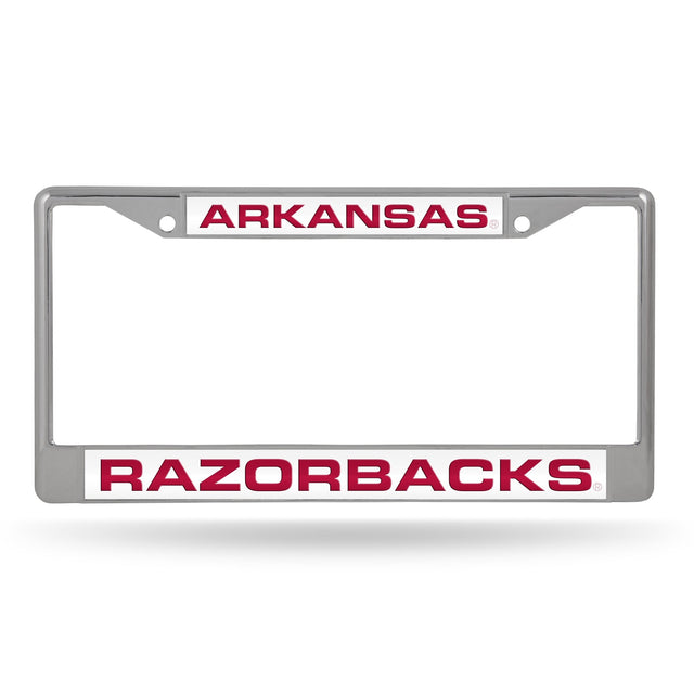 Marco para matrícula de Arkansas Razorbacks con cromo láser de 12 x 6 pulgadas