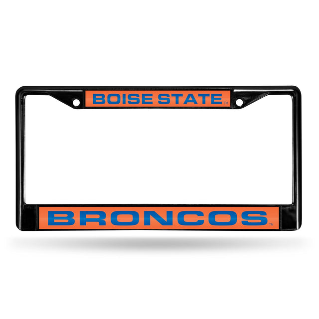 Marco para matrícula de 12 x 6 con cromo láser negro de los Boise State Broncos