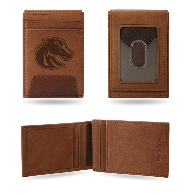 Boise State Broncos Premium Leather Front Pocket Wallet