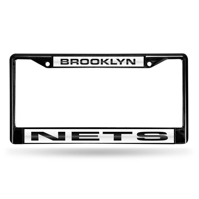 Marco para matrícula de 12 x 6 con cromo láser negro de los Brooklyn Nets