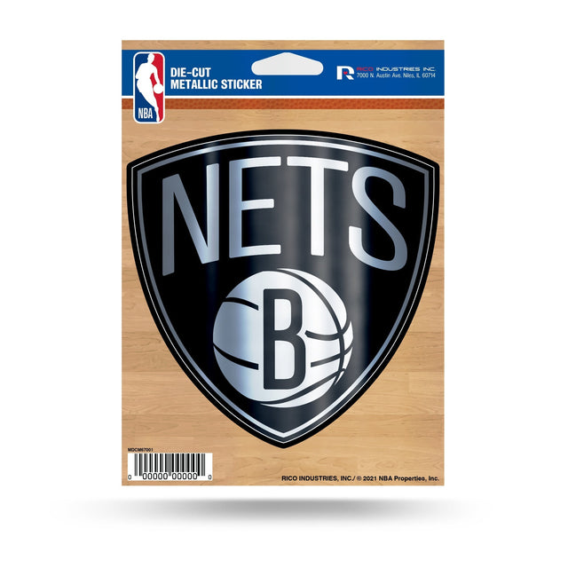 Pegatina troquelada metalizada de los Brooklyn Nets