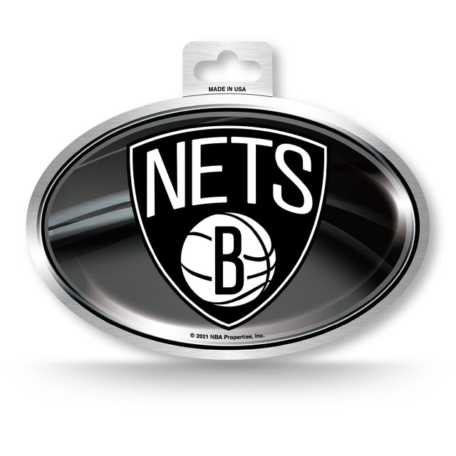 Adhesivo ovalado metálico de los Brooklyn Nets