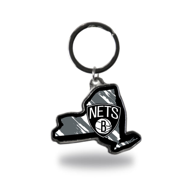 Brooklyn Nets State Shaped Keychain - New York