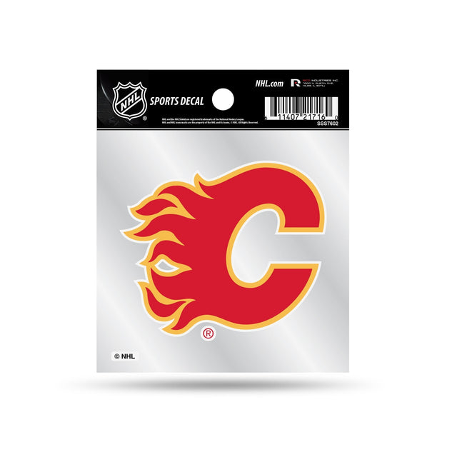 Calcomanía con el logotipo principal de Calgary Flames, estilo pequeño, desmalezada (4" x 4")