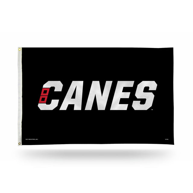 Carolina Hurricanes : "Canes" On Blk Bkg Banner Flag (3X5)