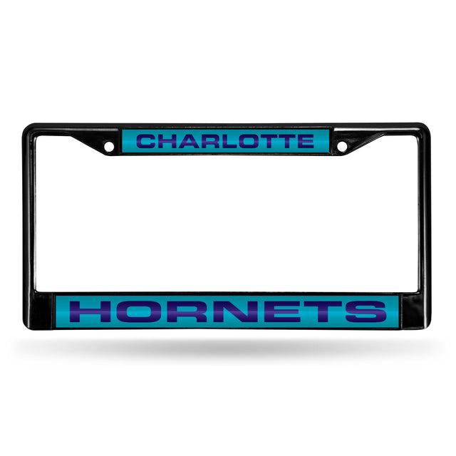 Marco para matrícula de 12 x 6 con cromo láser negro de los Charlotte Hornets