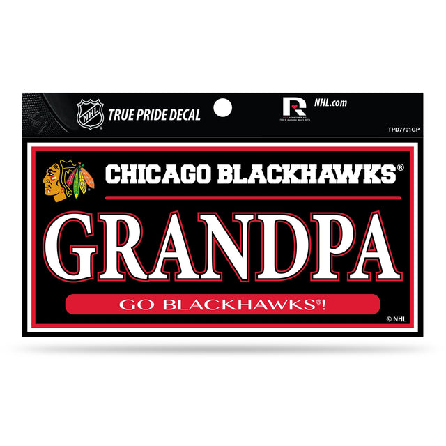 Calcomanía True Pride de Chicago Blackhawks de 3" x 6" - Abuelo