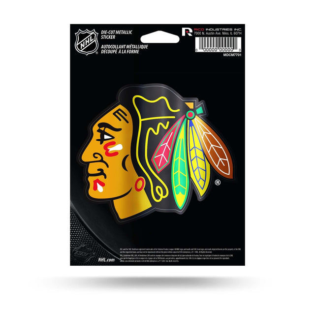 Pegatina troquelada metalizada de los Chicago Blackhawks