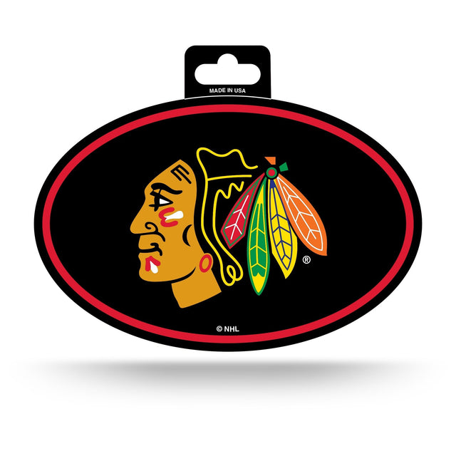 Adhesivo ovalado a todo color de los Chicago Blackhawks