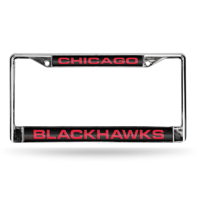 Marco para matrícula de 12 x 6 con cromo láser de los Chicago Blackhawks