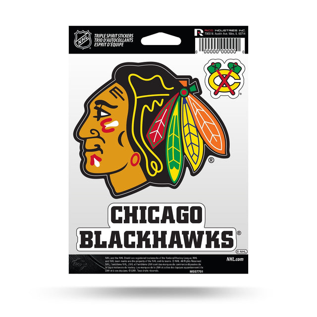 Pegatinas del triple espíritu de los Chicago Blackhawks