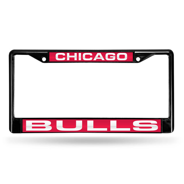 Chicago Bulls Black Laser Chrome 12 x 6 License Plate Frame