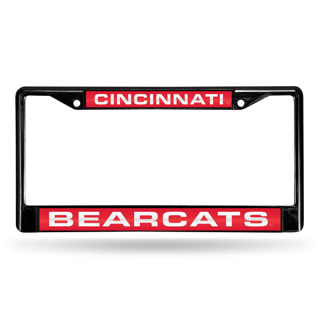 Marco para matrícula de 12 x 6 con cromo láser negro de Cincinnati Bearcats