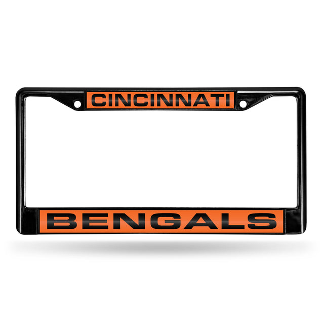 Marco para matrícula de 12 x 6 con cromo láser negro de Cincinnati Bengals