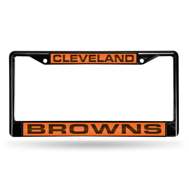 Marco para matrícula de 12 x 6 con cromo láser negro de los Cleveland Browns