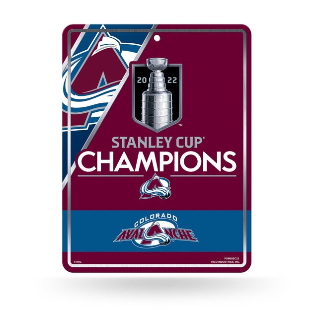 Letrero de estacionamiento de metal de campeones de la Copa Stanley 2022 de Colorado Avalanche