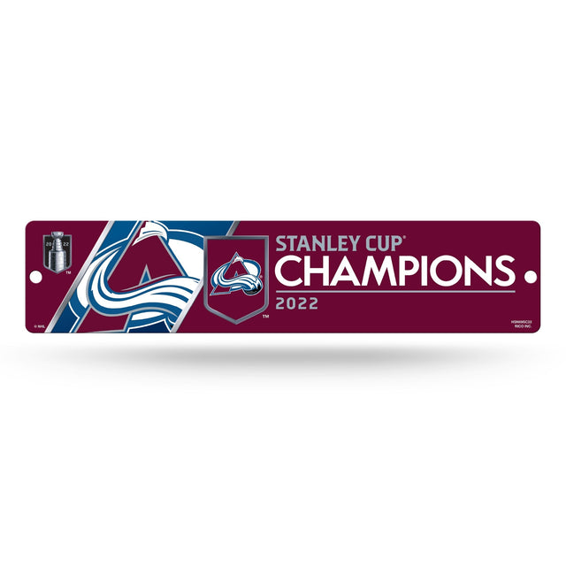 Letrero de plástico para calle de campeones de la Copa Stanley 2022 de Colorado Avalanche