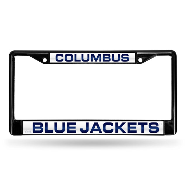 Marco para matrícula de 12 x 6 con cromo láser negro de Columbus Blue Jackets