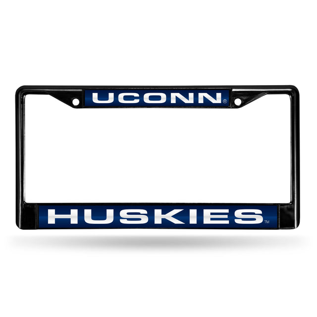 Marco para matrícula de Connecticut Huskies, cromado con láser negro, 12 x 6