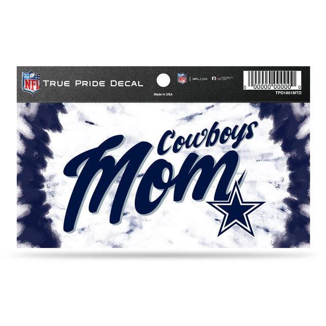 Calcomanía de orgullo verdadero con diseño teñido anudado de mamá de los Dallas Cowboys (3 x 6)