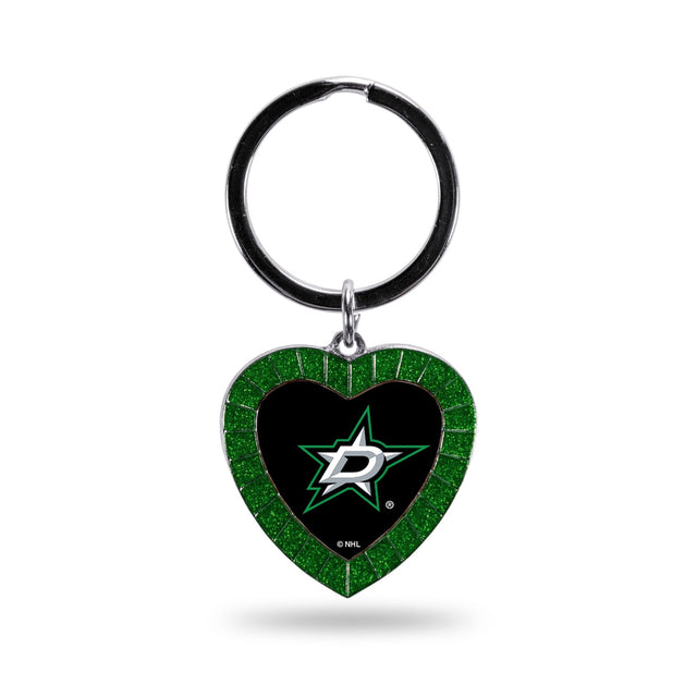 Llavero con forma de corazón de diamantes de imitación de colores de Dallas Stars - Verde