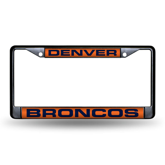 Marco para matrícula de 12 x 6 con cromo láser negro de los Denver Broncos