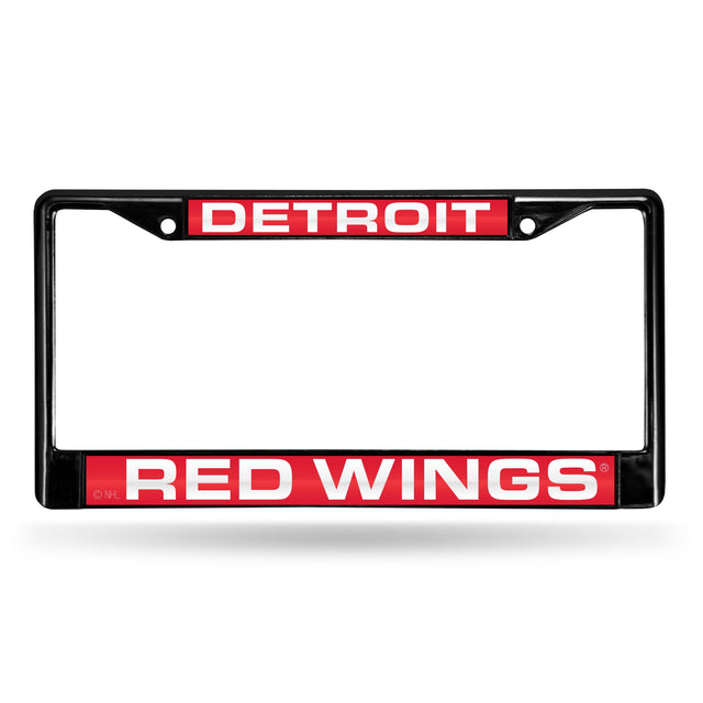 Marco para matrícula de 12 x 6 con cromo láser negro de Detroit Red Wings