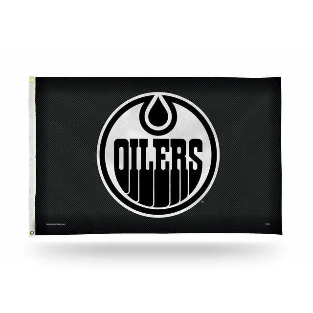 Bandera de los Edmonton Oilers con diseño de fibra de carbono (3 x 5)