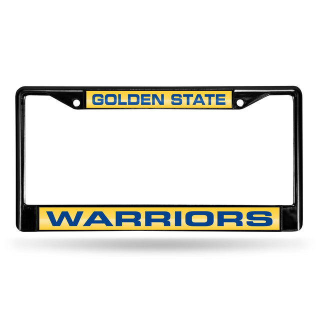 Golden State Warriors Black Laser Chrome 12 x 6 License Plate Frame