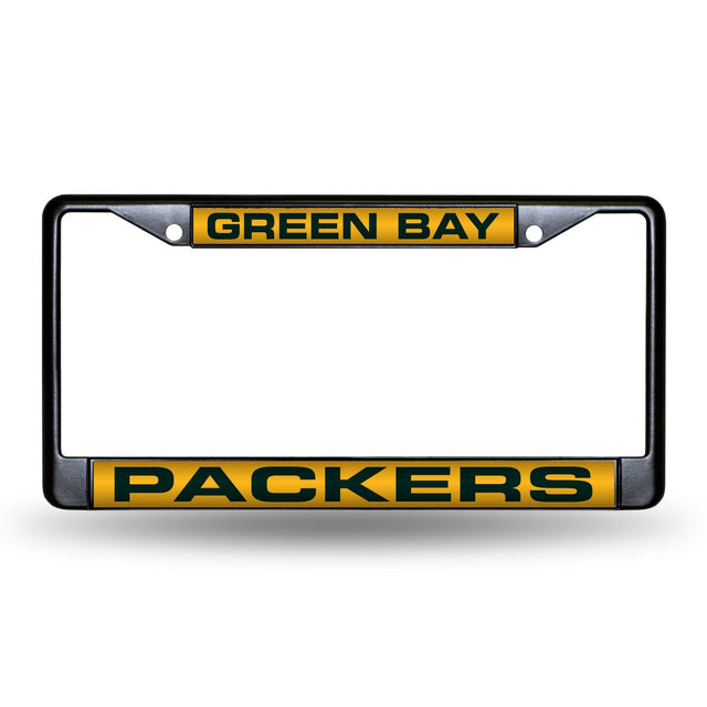 Green Bay Packers Black Laser Chrome 12 x 6 License Plate Frame