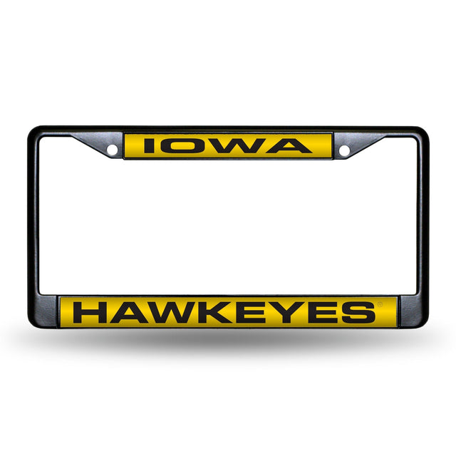 Marco para matrícula de 12 x 6 con cromo láser negro de Iowa Hawkeyes