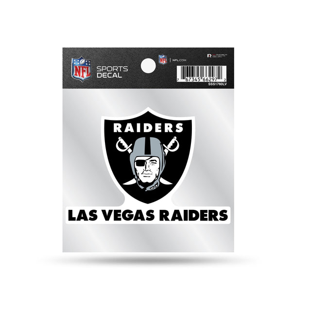 Calcomanía con diseño alternativo de Las Vegas Raiders, 4" x 4", con base transparente y desmalezada