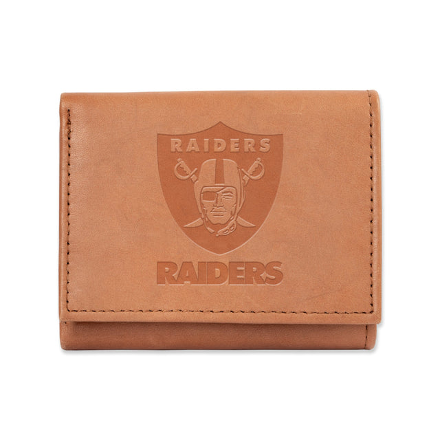 Las Vegas Raiders Genuine Leather Pecan Tri-Fold Wallet