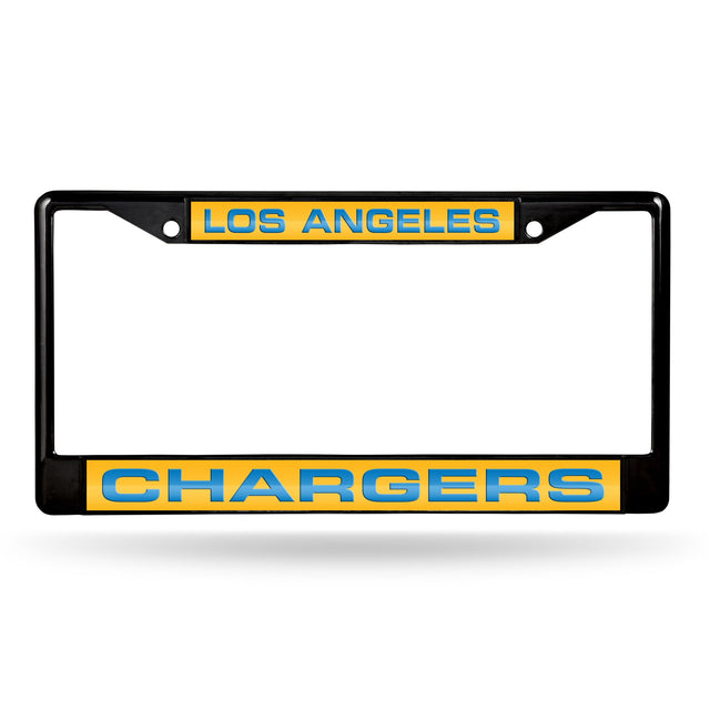 Marco para matrícula de 12 x 6 con cromo láser negro de Los Angeles Chargers