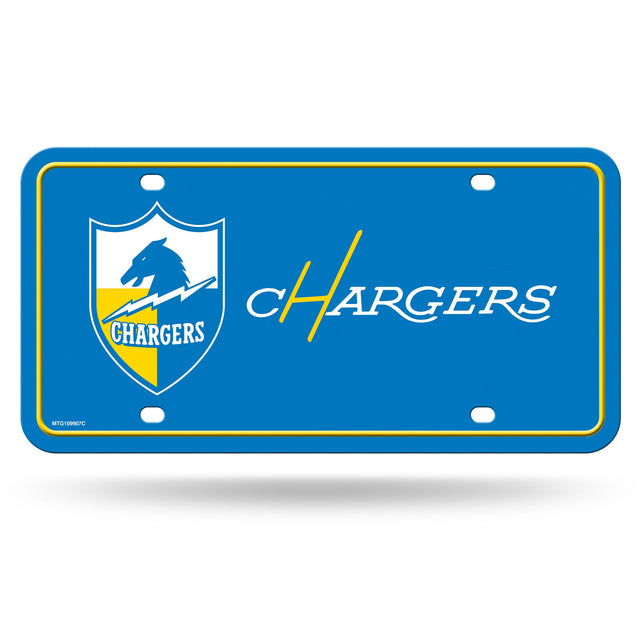 Etiqueta de metal con el logotipo retro de Los Angeles Chargers