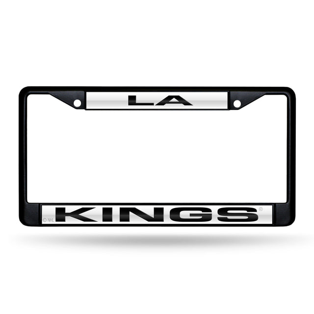 Marco para matrícula de 12 x 6 con cromo láser negro de Los Angeles Kings