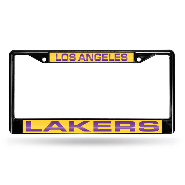 Marco para matrícula de 12 x 6 con cromo láser negro de Los Angeles Lakers