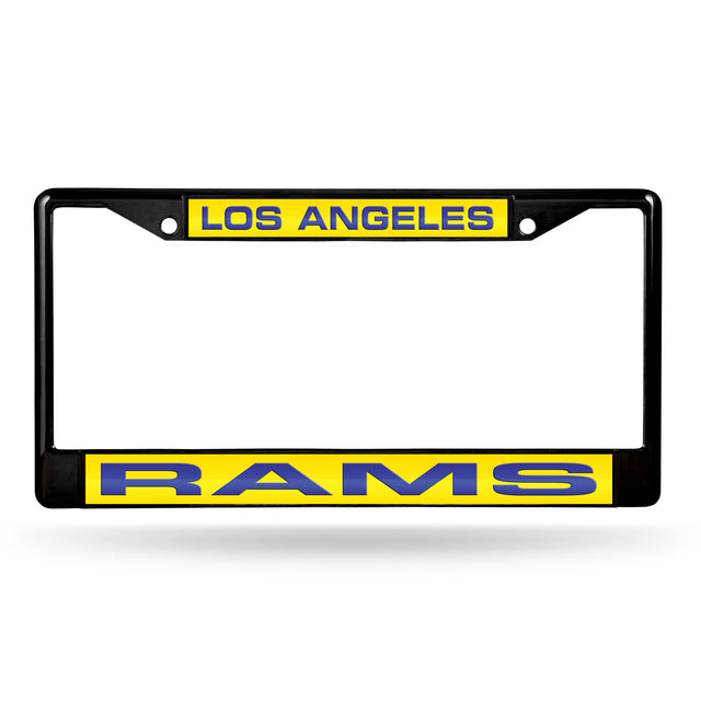 Marco para matrícula de 12 x 6 con cromo láser negro de Los Angeles Rams