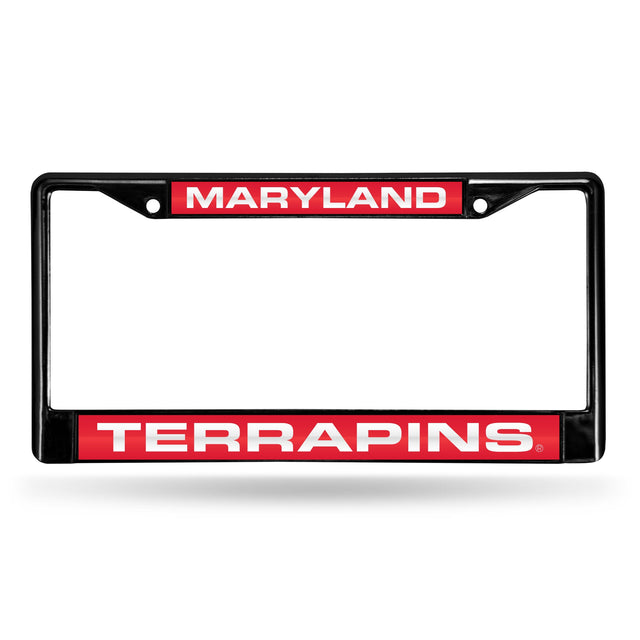 Marco para matrícula de Maryland Terrapins, cromado con láser negro, 12 x 6