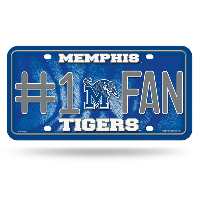 Memphis Tigers #1 Fan Metal Auto Tag