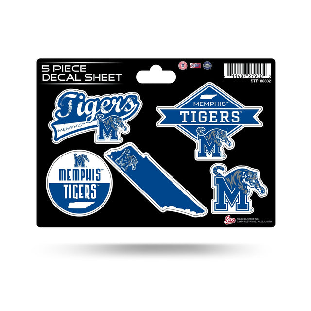 Hoja de 5 calcomanías de los Memphis Tigers