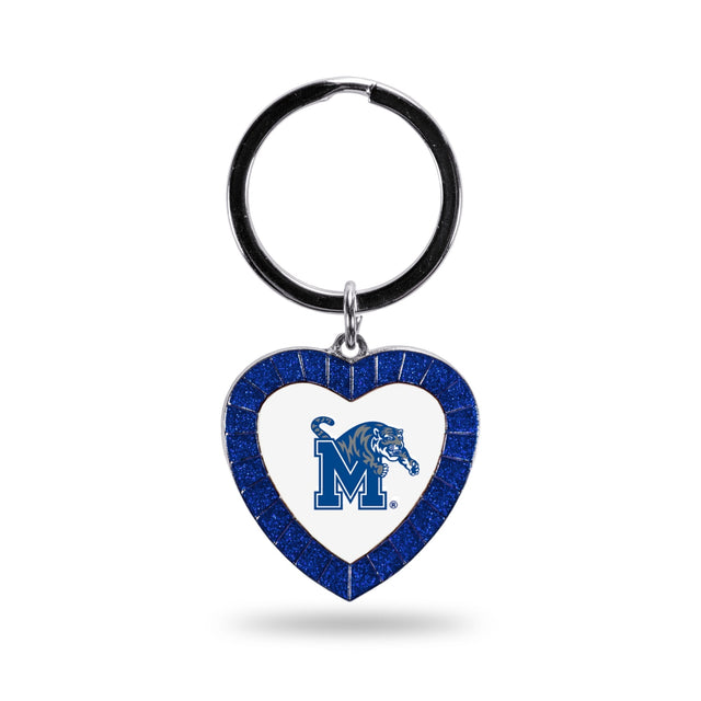 Memphis Tigers Colored Rhinestone Heart Keychain - Royal Blue