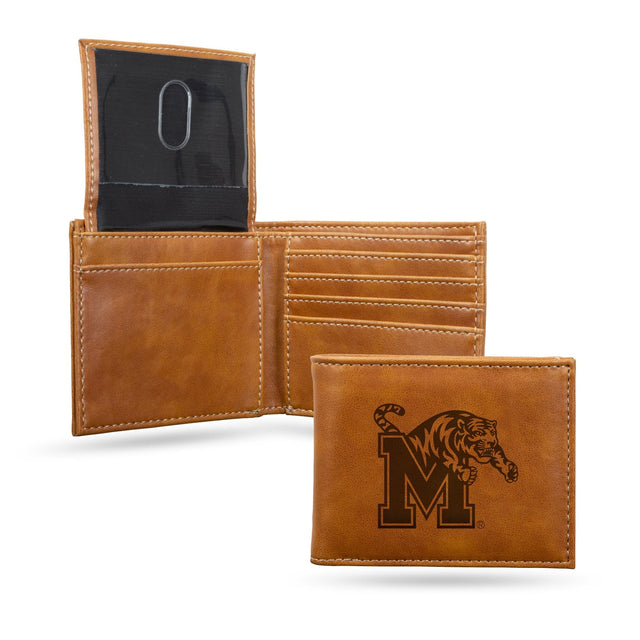 Memphis Tigers Laser Engraved Billfold Wallet - Brown