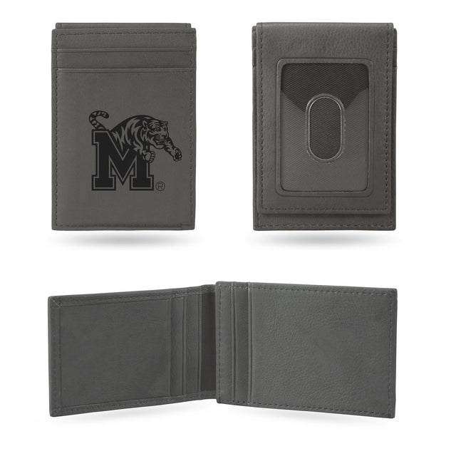 Memphis Tigers Laser Engraved Front Pocket Wallet - Gray