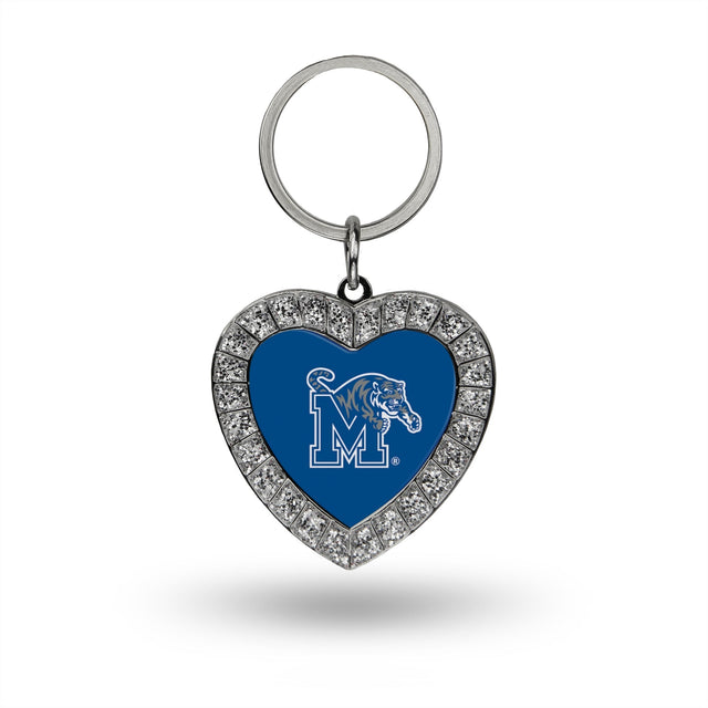 Llavero con forma de corazón de diamantes de imitación de los Memphis Tigers