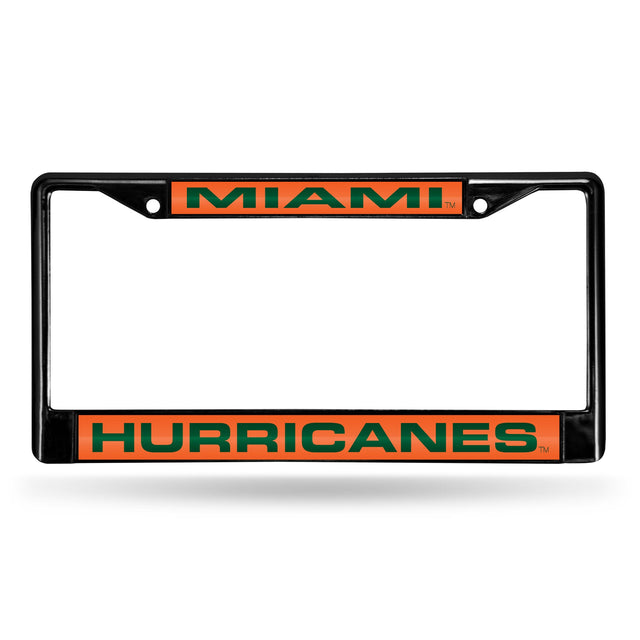 Marco para matrícula de 12 x 6 con cromo láser negro de los Miami Hurricanes