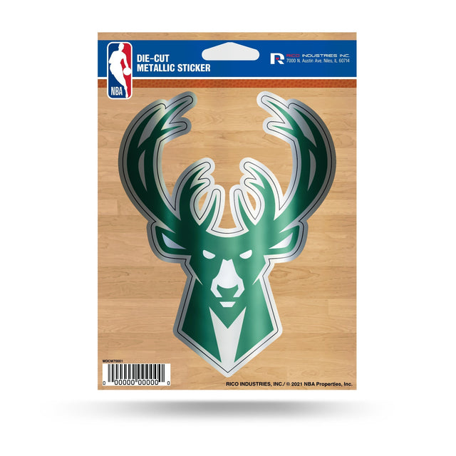 Pegatina troquelada metalizada de los Milwaukee Bucks