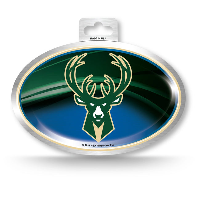 Milwaukee Bucks Metallic Oval Sticker