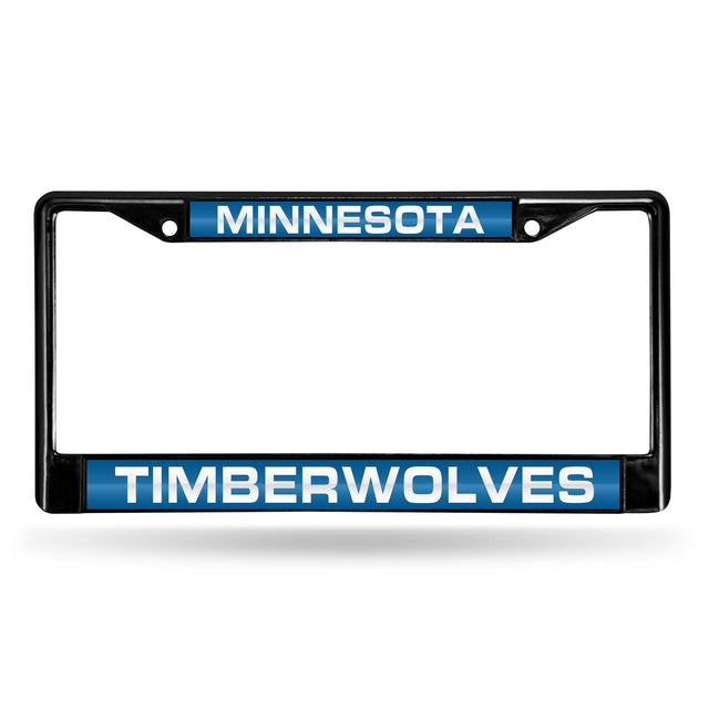 Marco para matrícula de 12 x 6 con cromo láser negro de Minnesota Timberwolves